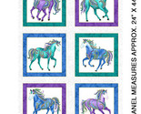 24&quot; X 44&quot; Panel Colorful Horses Whimsical White Cotton Fabric Panel (D68... - £7.16 GBP
