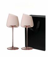 Flamingo Crystal Wine Glasses  High Stem, Pink Artistic Wine Goblets (S... - $36,950.84 MXN