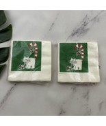 Hallmark Vintage Chirstmas Paper Cocktail Napkins Set of 2 Green Cats Ca... - £12.19 GBP