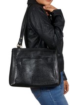 Pure Leather Black Material Girls Hand Bag Tote Bag For Office and College - £97.95 GBP