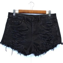 American Eagle Size 8 Vintage Hi-Rise Festival Denim Shorts Black Distressed  - £15.38 GBP