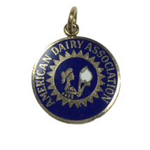 Vintage American Dairy Association Advertising Charm Pendant Girl Drinki... - $24.00