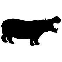 Hippo Silhouette Chalkboard Wall Decal - 12&quot; tall x 24&quot; wide - £22.35 GBP