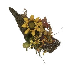 Wicker Cornucopia Basket Horn of Plenty Footed or Hang Thanksgiving Rustic 15&quot; - £18.52 GBP