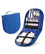 12pcs Camping Flatware Set Picnic Cutlery Organizer Food Utensil Kit Blue - £36.30 GBP