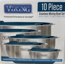 Viking 10-Piece Stainless Steel Mixing Bowl Set Prep and Serving Bowl Set, Blue - £72.42 GBP
