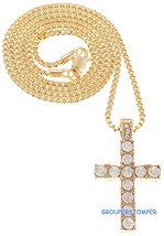 Cross New Small Pendant with 24 Inch Box Link Necklace Jesus Religious - £10.82 GBP