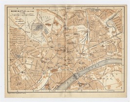 1910 Original Antique City Map Of Newcastle Upon Tyne / England - $24.06