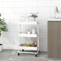 vidaXL 3-Tier Kitchen Trolley White 16.5&quot;x13.8&quot;x33.5&quot; Iron and ABS - £62.07 GBP