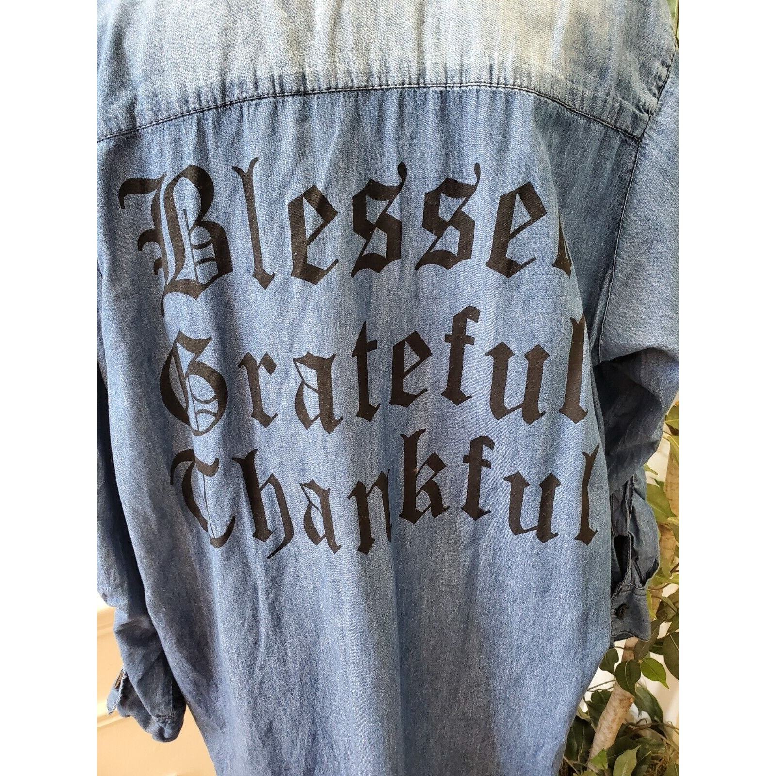 Thrill Jeans Distressed Blue Cotton Collared Long Sleeve Button Down Shirt 2X Item image 11