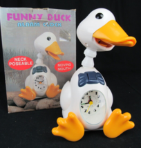 RARE Vintage Funny Duck alarm clock poseable mouth quack ORIGINAL BOX see video! - £88.14 GBP