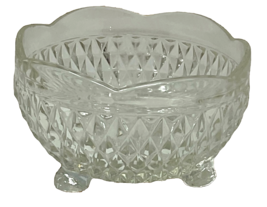 Vintage Indiana Glass Diamond Point Bon Bon 3 Footed Candy Bowl Dish - 5&quot; x 3&quot; - £8.75 GBP