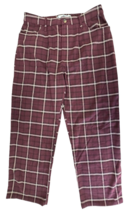 Hollister Women&#39;s Ultra High Rise Dad Pants Size 15S W32 Burgundy Plaid - £18.15 GBP