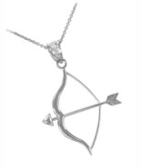 High Polish 925 Sterling Silver Bow and Arrow Pendant Necklace - $2,104.43 MXN