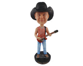 Custom Bobblehead Cowboy Holding A Guitar - Musicians &amp; Arts Strings Instruments - $89.00