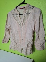 Vintage Victorian Style Top Quizz Romantics Biege Lace Cotton Medium Womens - $12.74
