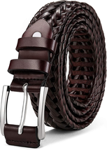 Mens Leather Woven Braided Belt, Size: 34&quot;-38&quot;Waist Adjustable - £29.06 GBP