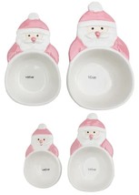 Mrs. Claus Bakery Christmas Retro Pink Santa 4pc Ceramic Measuring Cup Set New - £39.95 GBP