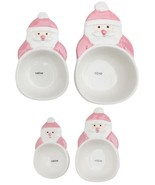 Mrs. Claus Bakery Christmas Retro Pink Santa 4pc Ceramic Measuring Cup S... - £39.08 GBP