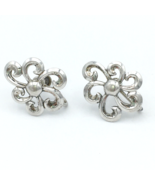 FLOWER vintage sterling silver earrings - screw-back swirl abstract 7 grams - £23.52 GBP