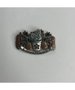 BROOCH “Give Thanks” Signed KC Flower Pot Leaves Pumpkin Pin Silver Toned - $12.83