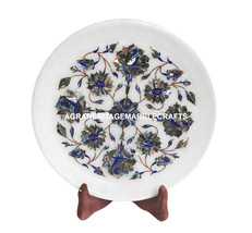 Marble Tray Plate Lapis Pauashell Inlay Deco Exclusive Kitchen Decor Gift H1335 - £128.66 GBP