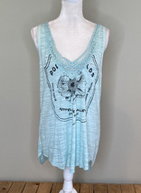 scrapbook NWT printed lace tank top Size M sea Green P4 - $9.54