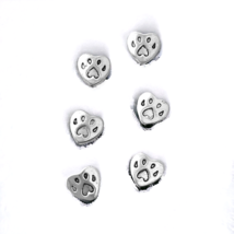 10 pcs Heart Shaped Animal Paw Print Beads Antiqued Beading Findings 12x11mm - £8.71 GBP