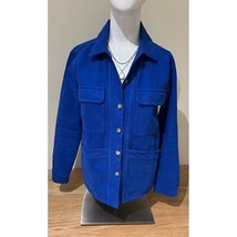 SEZANE WILLA JACKET BRIGHT BLUE Button Front Utility Pockets Workwear Co... - £74.17 GBP