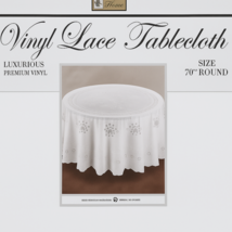 Elegant Vinyl Crochet Lace Tablecloth Round 70" white – Wipeable &amp; Durable - $17.77