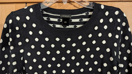 Ann Taylor Pullover Sweater Women’s Large Black w/ White Polka Dot 3/4 S... - £11.32 GBP
