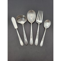 WM Rogers Mfg. Serving Set PRISCILLA LADY ANN Silverplate Flatware Vtg D... - $20.99
