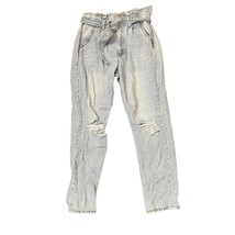 KanCan Hi Rise Belted Paperbag Mom Jeans Distressed Light Wash Denim Women 29  - £20.23 GBP
