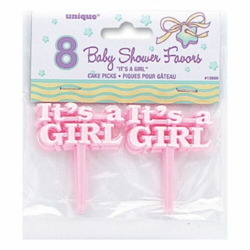 Pink Baby Shower 12 Cake Picks for Cupcakes or Favors It's a Girl - $3.26