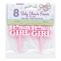 Pink Baby Shower 12 Cake Picks for Cupcakes or Favors It&#39;s a Girl - $3.26