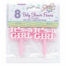 Pink Baby Shower 12 Cake Picks for Cupcakes or Favors It&#39;s a Girl - £2.35 GBP