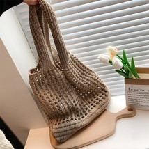 Women Crochet Beach Bag Large Capacity Fishing Net Handbag Soft Knitting  Bag Ca - £51.22 GBP