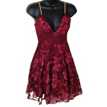 Trixxi Misses 0 Embroidered Burgundy Floral A-Line Dress - £14.59 GBP