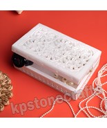 White Marble Jewellery Box with Jali Carving Assorted Design - Big Size - $215.14