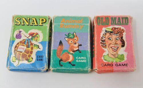 VTG Whitman Card Game Lot - Snap, Old Maid, Animal Rummy Incomplete Made in USA - £12.32 GBP
