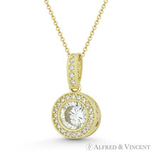 Round Brilliant Cut Clear CZ Crystal 16mmx9mm Fashion Pendant in 14k Yellow Gold - £85.89 GBP+