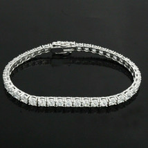 4Ct Round Simulated Diamond 14k White Gold Plated Wedding Tennis 7&quot; Bracelet 4mm - £331.38 GBP