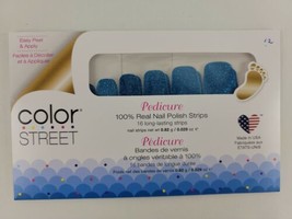 Color Street HOW SWEDE IT IS Pedicure Nail Polish Strips Blue Glitter RE... - £26.05 GBP
