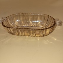 Hocking Pink Depression Glass 7&quot; Oval Ribbed Relish Nut Candy Dish w/Han... - $10.89