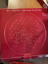 Crystal Platter Serving Tray Embossed Snowflake Pattern 12 3/4 - £9.53 GBP