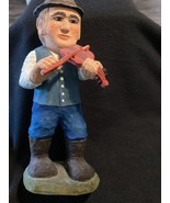 VTG Collectible 12 Inch Hand Carved Wood crafted Man playing the Violin ... - £29.74 GBP