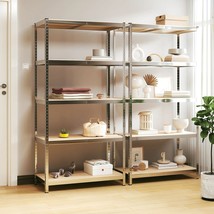  5-Layer Heavy-duty Shelves 2 pcs Silver Steel&Engineered Wood - $332.49