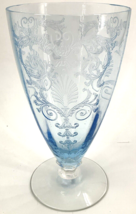 Fostoria Versailles Azure Blue Depression Glass Footed 10 Oz 5 7/8 Ice Tea Glass - £75.17 GBP