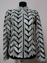 White Snake Pattern Leather Jacket Woman Coat All Size Zip Short Light C... - $180.00