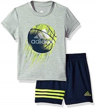 adidas Toddler Boys Short Sleeve T Shirt And Shorts 2 Piece Set,Orange,5 - $39.60